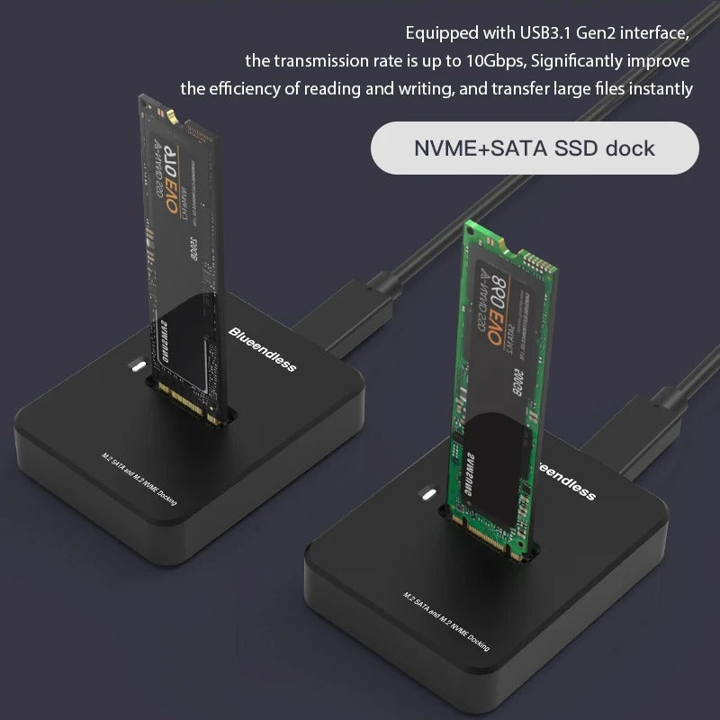 High-Speed M.2 NVMe SSD Enclosure - 10Gbps USB 3.2 Gen 2 External Hard Drive Case with Tool-Free Installation