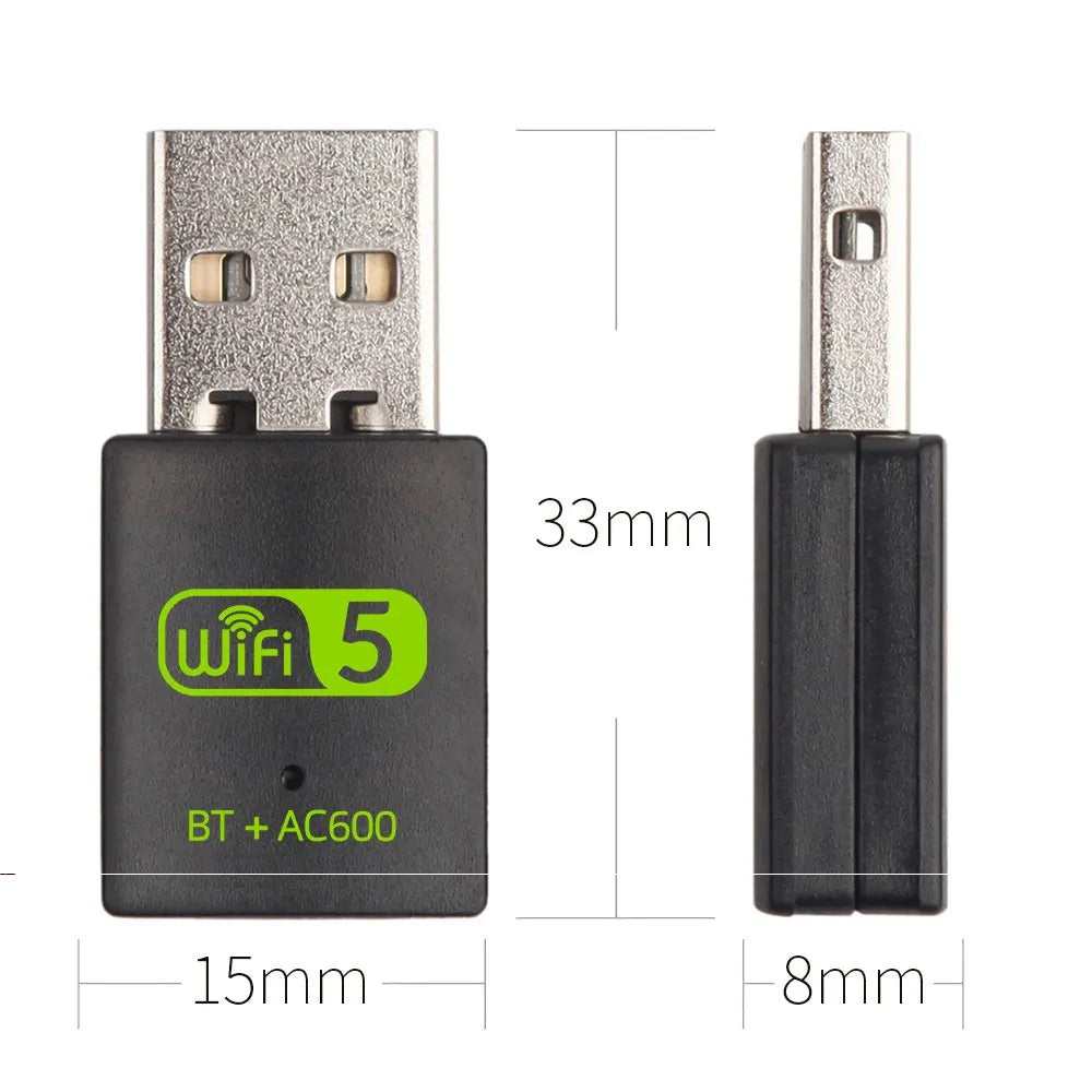 600Mbps dual band Wi-Fi adapter network card Bluetooth 5.0 USB dongle