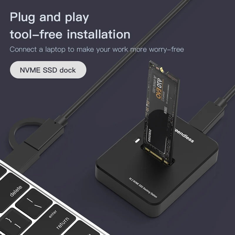 High-Speed M.2 NVMe SSD Enclosure - 10Gbps USB 3.2 Gen 2 External Hard Drive Case with Tool-Free Installation